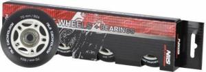 Nils Extreme PU 70x24 82A CZARNE MATOWE (4 szt.) + ABEC-9 (8 szt.) ZESTAW NILS EXTREME 4