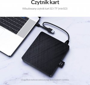 Napęd Orico nagrywarka DVD/CD + Hub USB 3.1, czytnik kart SD/microSD (XD010-BK-BP) 4