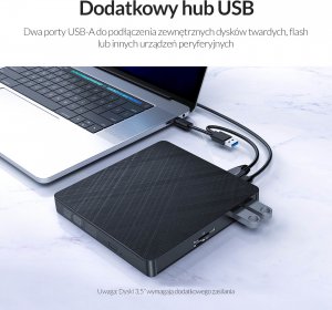 Napęd Orico nagrywarka DVD/CD + Hub USB 3.1, czytnik kart SD/microSD (XD010-BK-BP) 6
