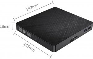 Napęd Orico nagrywarka DVD/CD + Hub USB 3.1, czytnik kart SD/microSD (XD010-BK-BP) 10