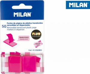 Milan INDEKSY TRANSPARENTNE MILAN FLUO RÓŻ 45 X 25 MM, 50 SZT. 1