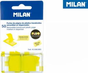 Milan INDEKSY TRANSPARENTNE MILAN FLUO ŻÓŁTE 45 X 25 MM 50 SZT. 1