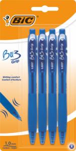 Bic DŁUGOPIS NIEBIESKI BIC BU3 GRIP 4SZT BLISTER 1