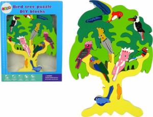 LeanToys Drewniane Drzewo Ptaki Papugi DIY Klocki Drewniane Puzzle 1