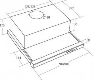 Okap Akpo Okap podszafkowy teleskopowy AKPO WK-7 LIGHT GLASS 50 INOX CZARNY (265,5 m3/h 500mm kolor inox, front czarne szkło) 5