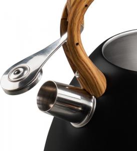 Vilde Czajnik CZARNY z brązową rączką, gwizdkiem, automat, GAZ, INDUKCJA, 3L 6