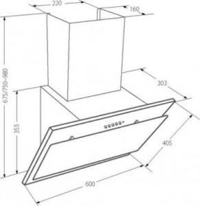 Okap Akpo Okap kominowy AKPO WK-4 JUNO ECO 60 SZARY (174 m3/h 600mm kolor szary) 2