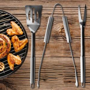 BBQ Przybory akcesoria stalowe do grillowania szczypce, łopatka, widelec zestaw 3 elementy 2