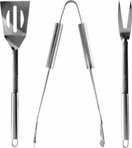 BBQ Przybory akcesoria stalowe do grillowania szczypce, łopatka, widelec zestaw 3 elementy 3