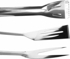 BBQ Przybory akcesoria stalowe do grillowania szczypce, łopatka, widelec zestaw 3 elementy 5