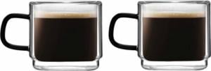 Vialli Design Komplet 2 szklanek z podwójną ścianką do espresso Carbon 80 ml 8548 1