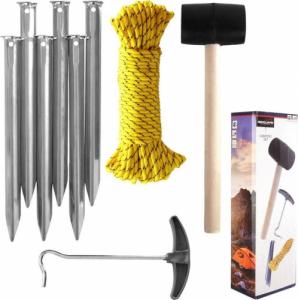 Redcliffs Akcesoria do namiotu kempingowy zestaw akcesoriów śledzie młotek linka hak 9 elementów 9