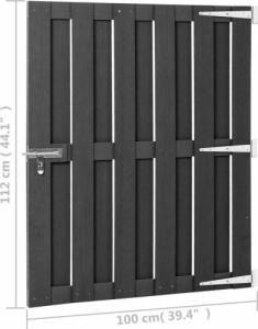 vidaXL vidaXL Bramka ogrodowa, WPC, 100 x 112 cm, szara 6