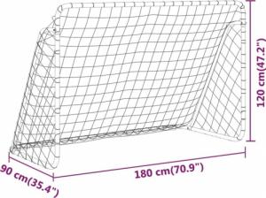 vidaXL vidaXL Bramka piłkarska z siatką, biała, 180x90x120, stalowa 6
