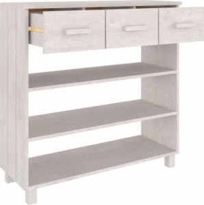 vidaXL Stolik konsolowy, biały, 90x35x90 cm, lite drewno sosnowe 6