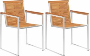 vidaXL vidaXL Krzesła ogrodowe z poduszkami, 2 szt., drewno akacjowe i stal 2