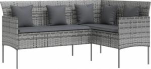 vidaXL vidaXL Sofa w kształcie litery L z poduszkami, rattan PE, szara 2