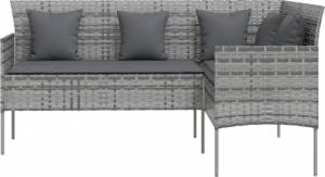 vidaXL vidaXL Sofa w kształcie litery L z poduszkami, rattan PE, szara 3