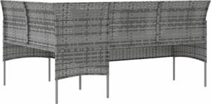vidaXL vidaXL Sofa w kształcie litery L z poduszkami, rattan PE, szara 5