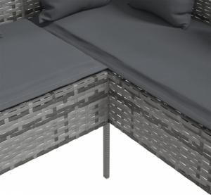 vidaXL vidaXL Sofa w kształcie litery L z poduszkami, rattan PE, szara 6