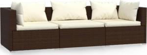 vidaXL vidaXL 3-osobowa sofa z poduszkami, brązowa, polirattan 2