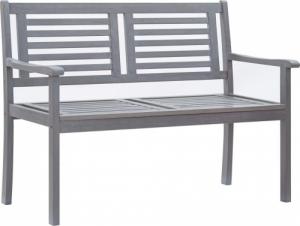 vidaXL vidaXL 2-os. ławka ogrodowa z poduszką, 120 cm, szara, eukaliptus 2