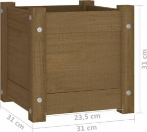 vidaXL Donica ogrodowa, miodowy brąz, 31x31x31 cm, drewno sosnowe 8