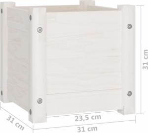 vidaXL vidaXL Donica ogrodowa, biała, 31x31x31 cm, drewno sosnowe 8