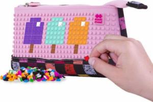 Piórnik PIXIE Neoprenowy Piórnik na Suwak, Kosmetyczka, Saszetka, PIXIE CREW, Kolorowa Kostka, Różowy Panel 2