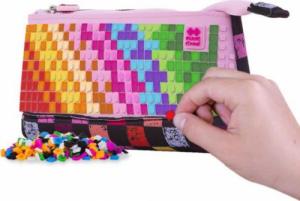 Piórnik PIXIE Neoprenowy Piórnik na Suwak, Kosmetyczka, Saszetka, PIXIE CREW, Kolorowa Kostka, Różowy Panel 3