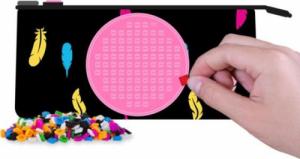 Piórnik PIXIE Neoprenowy Piórnik na Suwak, Kosmetyczka, Saszetka, PIXIE CREW, Piórka, Różowy Panel 2