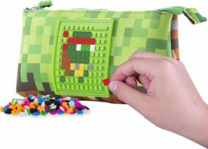 Piórnik PIXIE Neoprenowy Piórnik na Suwak, Kosmetyczka, Saszetka, PIXIE CREW, Zielona Kostka, Zielony Panel 3