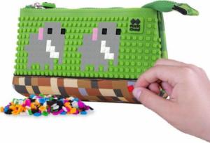 Piórnik PIXIE Neoprenowy Piórnik na Suwak, Kosmetyczka, Saszetka, PIXIE CREW, Zielona Kostka, Zielony Panel 2