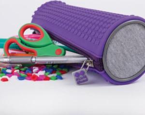 Piórnik PIXIE Okrągły Piórnik na Suwak, Kosmetyczka, Saszetka, PIXIE CREW, Szary, Fioletowy Panel 4