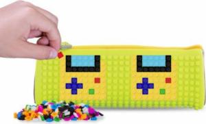 Piórnik PIXIE Okrągły Piórnik na Suwak, Kosmetyczka, Saszetka, PIXIE CREW, Szary, Neonowy Żółty Panel 3