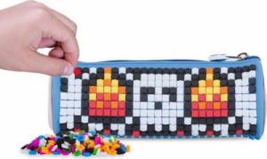 Piórnik PIXIE Okrągły Piórnik na Suwak, Kosmetyczka, Saszetka, PIXIE CREW, Szary, Niebieski Panel 3