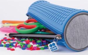 Piórnik PIXIE Okrągły Piórnik na Suwak, Kosmetyczka, Saszetka, PIXIE CREW, Szary, Niebieski Panel 4