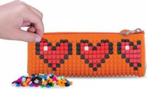 Piórnik PIXIE Okrągły Piórnik na Suwak, Kosmetyczka, Saszetka, PIXIE CREW, Szary, Pomarańczowy Panel 3