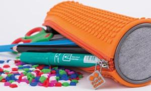 Piórnik PIXIE Okrągły Piórnik na Suwak, Kosmetyczka, Saszetka, PIXIE CREW, Szary, Pomarańczowy Panel 4