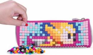 Piórnik PIXIE Okrągły Piórnik na Suwak, Kosmetyczka, Saszetka, PIXIE CREW, Szary, Purpurowy Panel 3