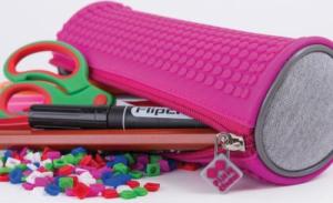 Piórnik PIXIE Okrągły Piórnik na Suwak, Kosmetyczka, Saszetka, PIXIE CREW, Szary, Purpurowy Panel 4