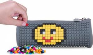 Piórnik PIXIE Okrągły Piórnik na Suwak, Kosmetyczka, Saszetka, PIXIE CREW, Szary, Szary Panel 3