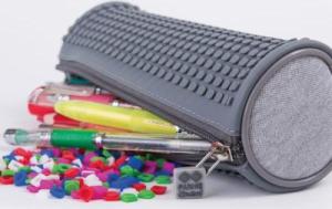 Piórnik PIXIE Okrągły Piórnik na Suwak, Kosmetyczka, Saszetka, PIXIE CREW, Szary, Szary Panel 4