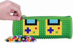 Piórnik PIXIE Okrągły Piórnik na Suwak, Kosmetyczka, Saszetka, PIXIE CREW, Szary, Zielony Panel 3