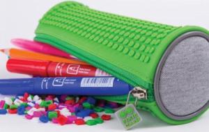 Piórnik PIXIE Okrągły Piórnik na Suwak, Kosmetyczka, Saszetka, PIXIE CREW, Szary, Zielony Panel 4