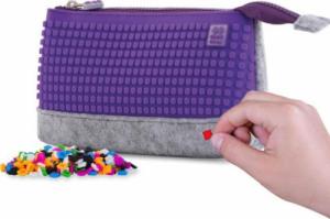 Piórnik PIXIE Piórnik na Suwak, Kosmetyczka, Saszetka, PIXIE CREW, Szary, Fioletowy Panel 2