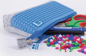 Piórnik PIXIE Piórnik na Suwak, Kosmetyczka, Saszetka, PIXIE CREW, Szary, Niebieski Panel 7