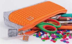 Piórnik PIXIE Piórnik na Suwak, Kosmetyczka, Saszetka, PIXIE CREW, Szary, Pomarańczowy Panel 6