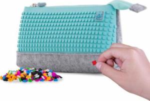 Piórnik PIXIE Piórnik na Suwak, Kosmetyczka, Saszetka, PIXIE CREW, Szary, Turkusowy Panel 2