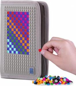 Piórnik PIXIE Piórnik Szkolny na Suwak, PIXIE CREW, Kostka, Szary Panel 3